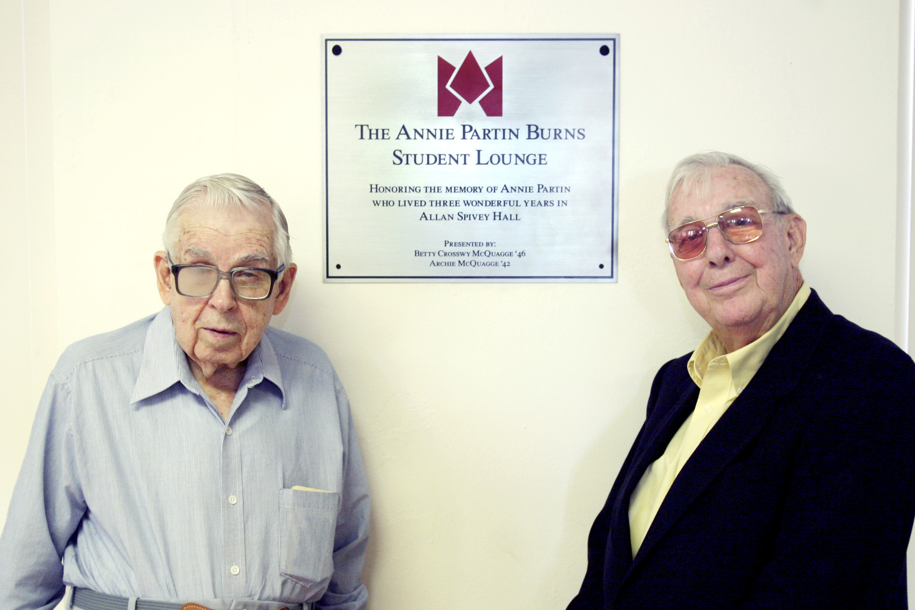 Annie Partin Burns Student Lounge Plaque